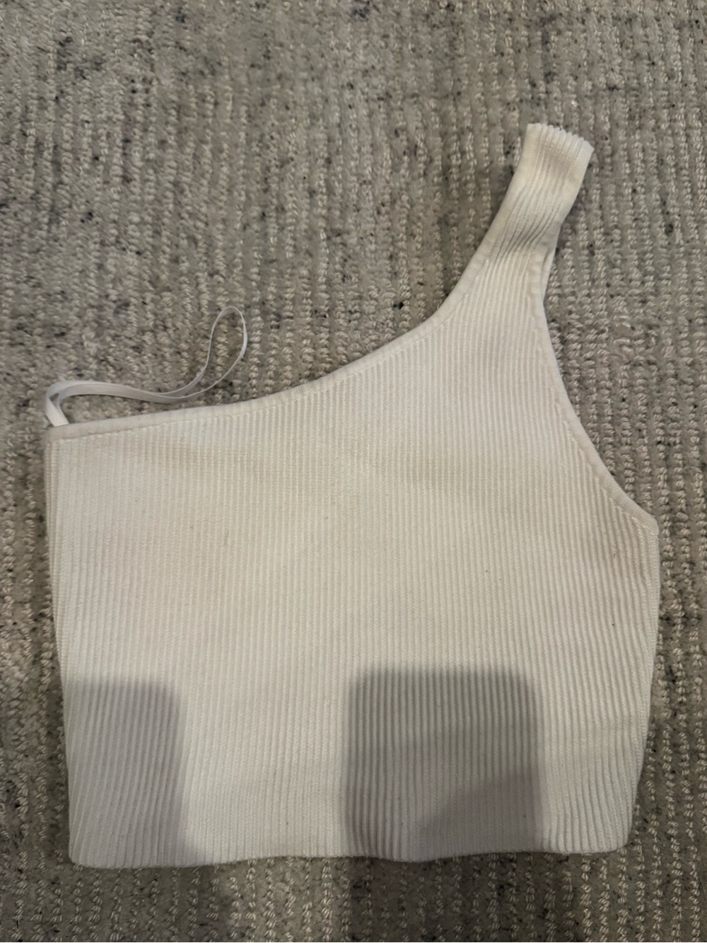 Babaton One-Shoulder Ribbed Crop Top - Cream